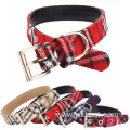 amazon products 2020 Scottish tartan classic red tartan PU leather twill dog chain for pets dog accessories